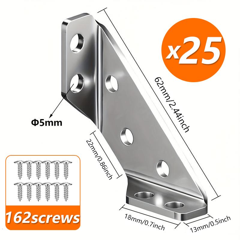 Multifunctional Corner Brackets, Furniture Angle Sturdy Connector, 90 Degree Right Angle Support, Includes Flat Head Screws, Universal for Cabinets, Drawers, Tables, Chairs