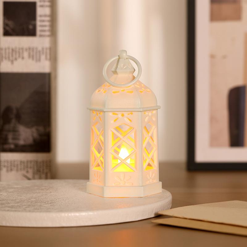 1/3Pcs/Set Ramadan Decorative Small Lanterns, Retro LED Electronic Candle-style Wind Lamps for Atmosphere, Eid al-Fitr Glowing Portable Lanterns, Hanging Lights for Festival Party Ambiance, Home Decoration