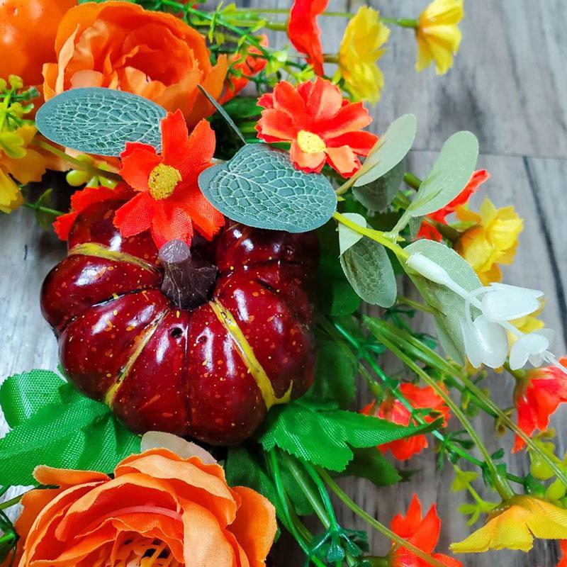Classic Pumpkin Design Non-Woven Simulated Artificial Wreath (45cm/17.72in) - Lightweight, High-Quality Decoration with Realistic Texture, Bright Color, Strong Durability, Flower Filler for Autumn Front Door, Indoor-Outdoor Home Decor