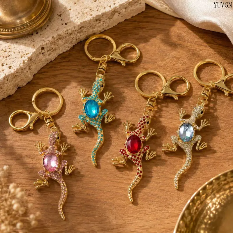Rhinestone Lizard Keychain, Sparkly Crystal Gecko Charm, Bling Colorful Reptile Key Ring, Cute Animal Bag Pendant, Trendy Backpack Purse Decor, Fashion Accessory For Women, Unique Small Gift Idea, Glitter Handbag Ornament