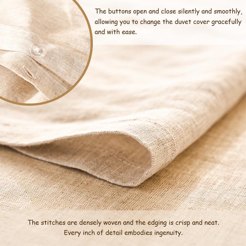 PUREFIBER 100%Natural Linen Bedding Set-OATMEAL(1pc Duvet cover + 2pcs Pillow cases),breathable,french flax