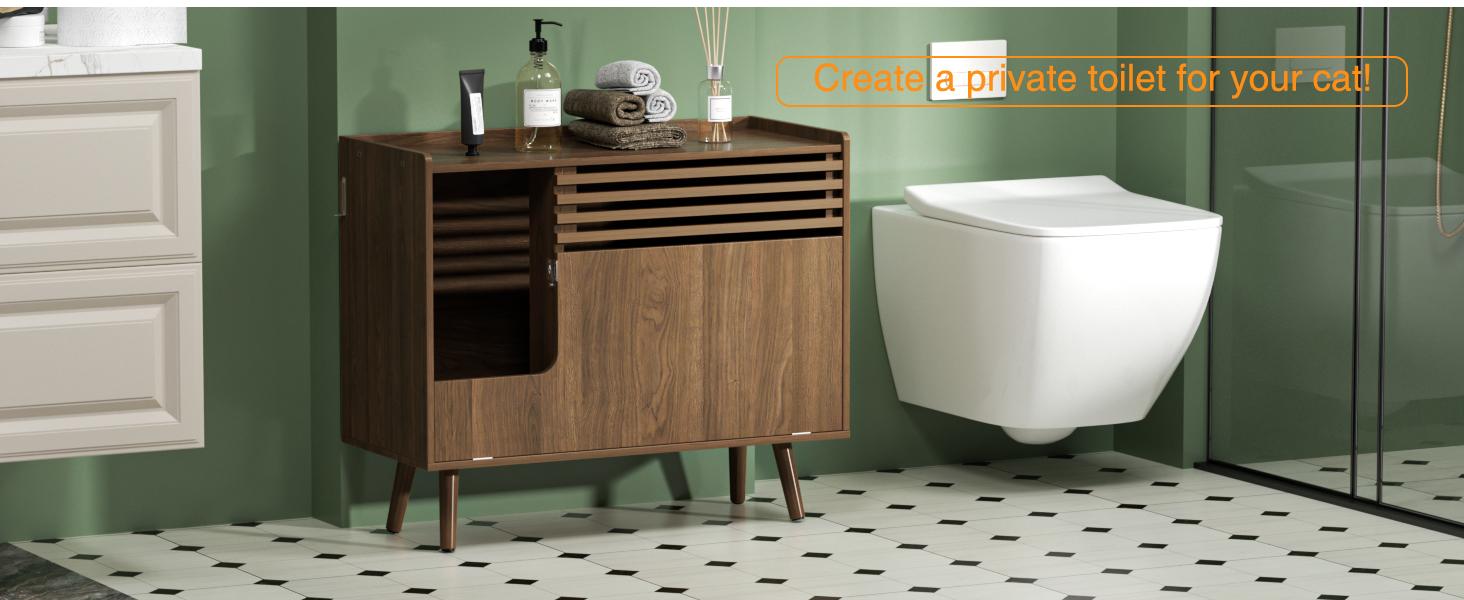 Vabches Cat Litter Box Enclosure,Mid-Century Modern Hidden Litter Box Furniture with Cat Scratch Pad,Flip-Down Opening Litter Box Cabinet Cat Washroom End Table Vabches Cat Litter Box Enclosure,Mid-Century Modern Hidden Litter Box Furniture with Cat Scratch Pad,Flip-Down Opening Litter Box Cabinet Cat Washroom End Table