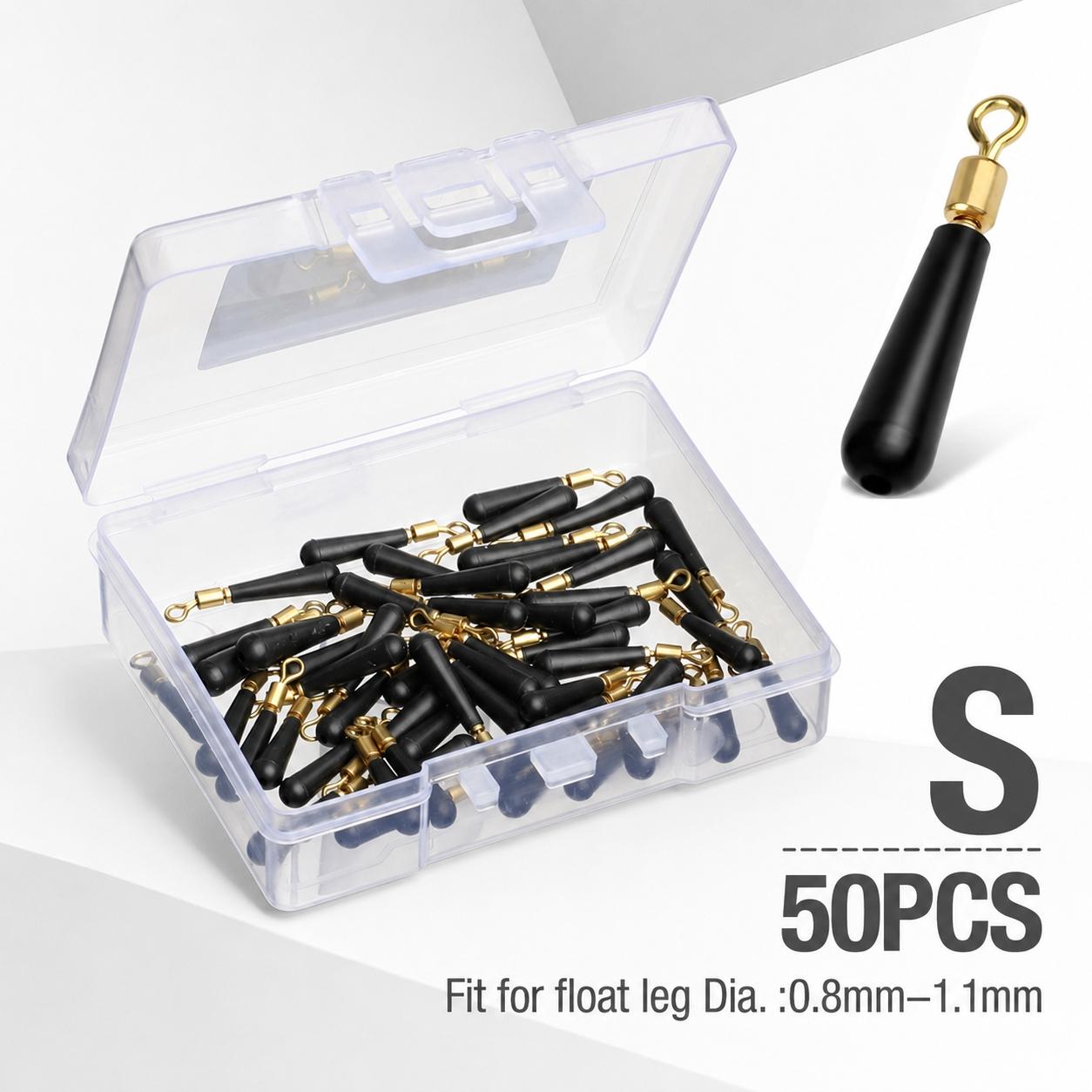 Anti-Tangle Nickel-Plated 360° Swivel Fishing Float Stop, High-Elastic Wear-Resistant Rubber Bobber Stopper for LED Night Fishing Floats, Deep Sea Rock & Offshore Fishing. Choose 10 or 50 Packs.