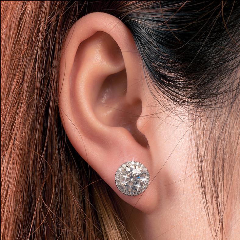 【E103 live2】UCCIYO Lab-created moissanite Earrings S925 Sterling Silver Stud Screw Back Earrings Earrings for Women Men Fashion Simple Style Jewelry Gift Wedding Daily Birthday Anniversary Halloween