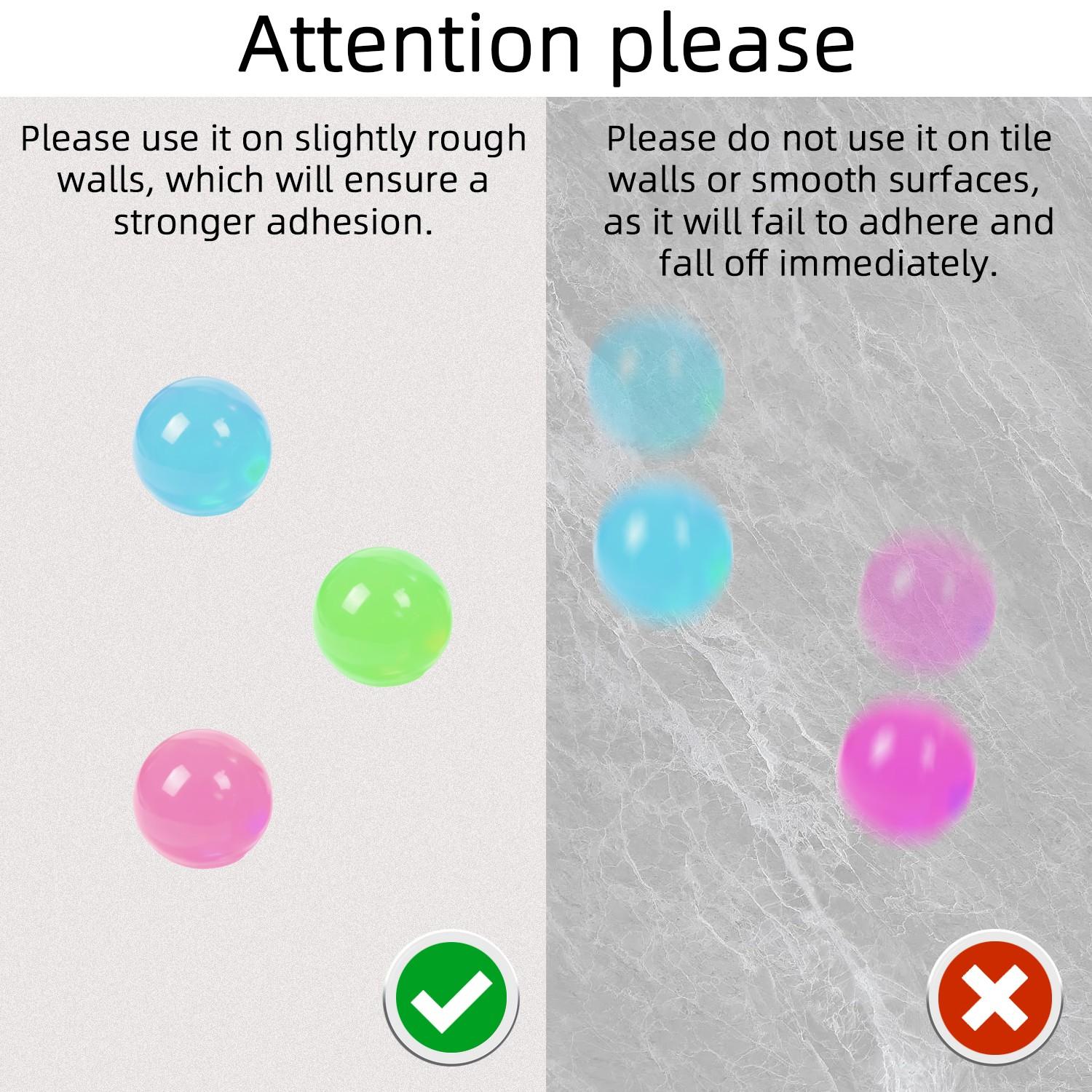 Night Light Ceiling Stuck Target Ball, Interactive Stress Relief Ball, 6 Colors, Fun Wall Stick Ball, Throwing Toy for Kids