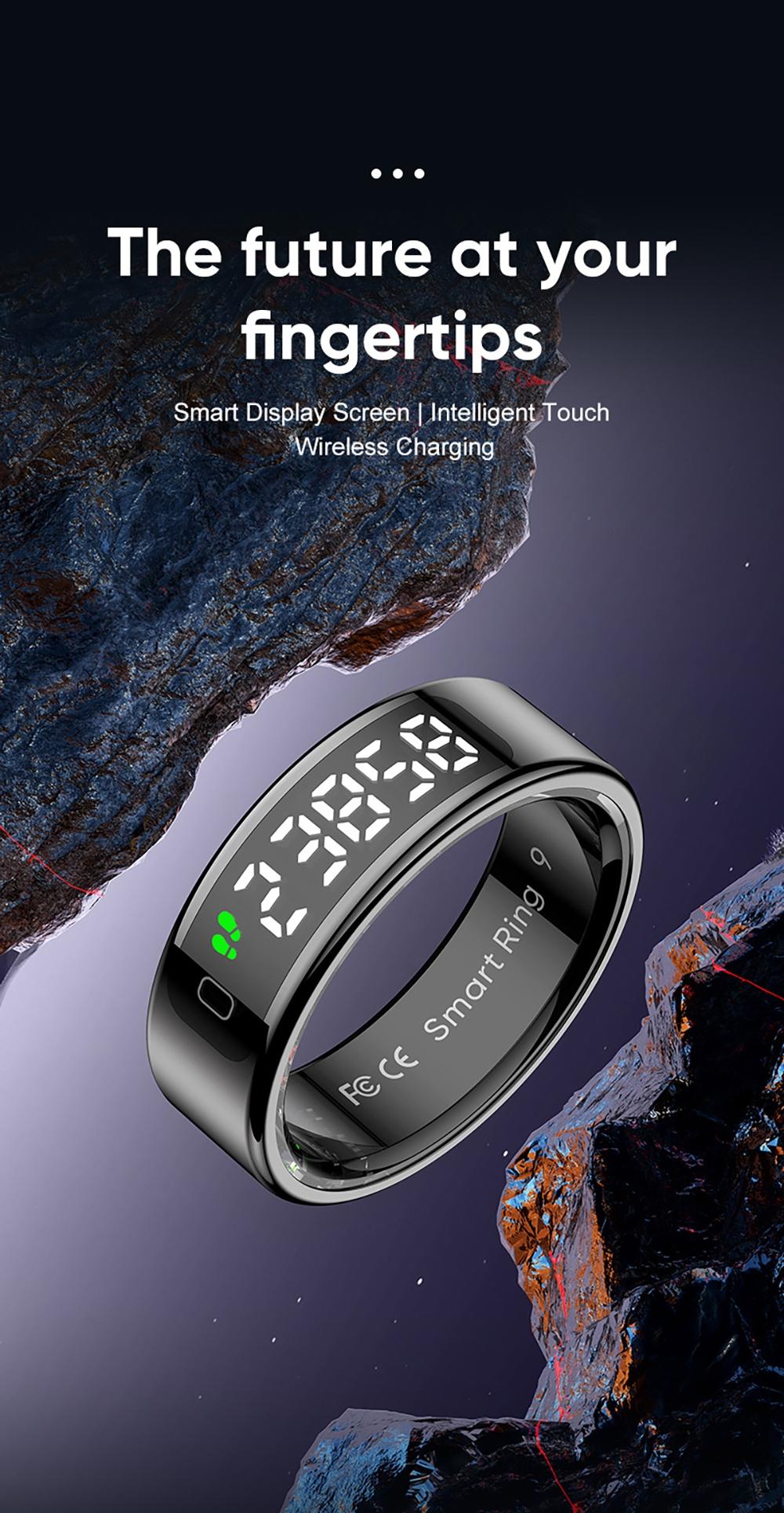 New R11 Smart Ring with Screen and Touch Qring Wireless Charging Health Manager, Heart Rate Monitor, Fitness Wearable, 1atm Waterproof, Fashion Design, Perfect Gift, Wearable Devices
