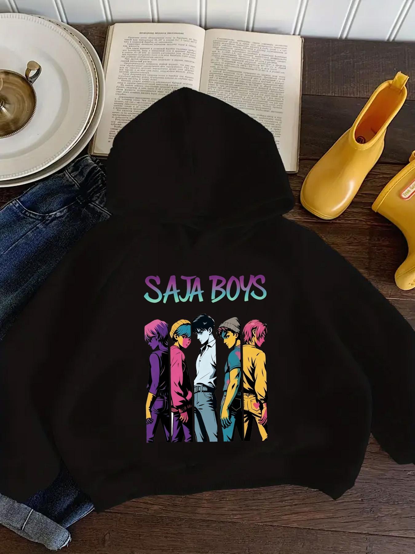 Boys' Spring & Fall Casual Hooded Long Sleeve Sweatshirt, Comfortable Fitted Pullover, Pattern Print, Graphic Team Hoodie, Versatile Bottom Layer