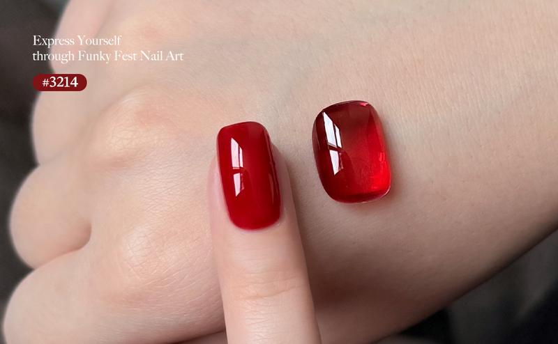 GAOY Funky Fest Jelly Red Black Gel Nail Polish Set, 6 Transparent Colors Green Blue Pink, Soak Off UV Light Cure Gel Polish Kit for Nail Art DIY at Home