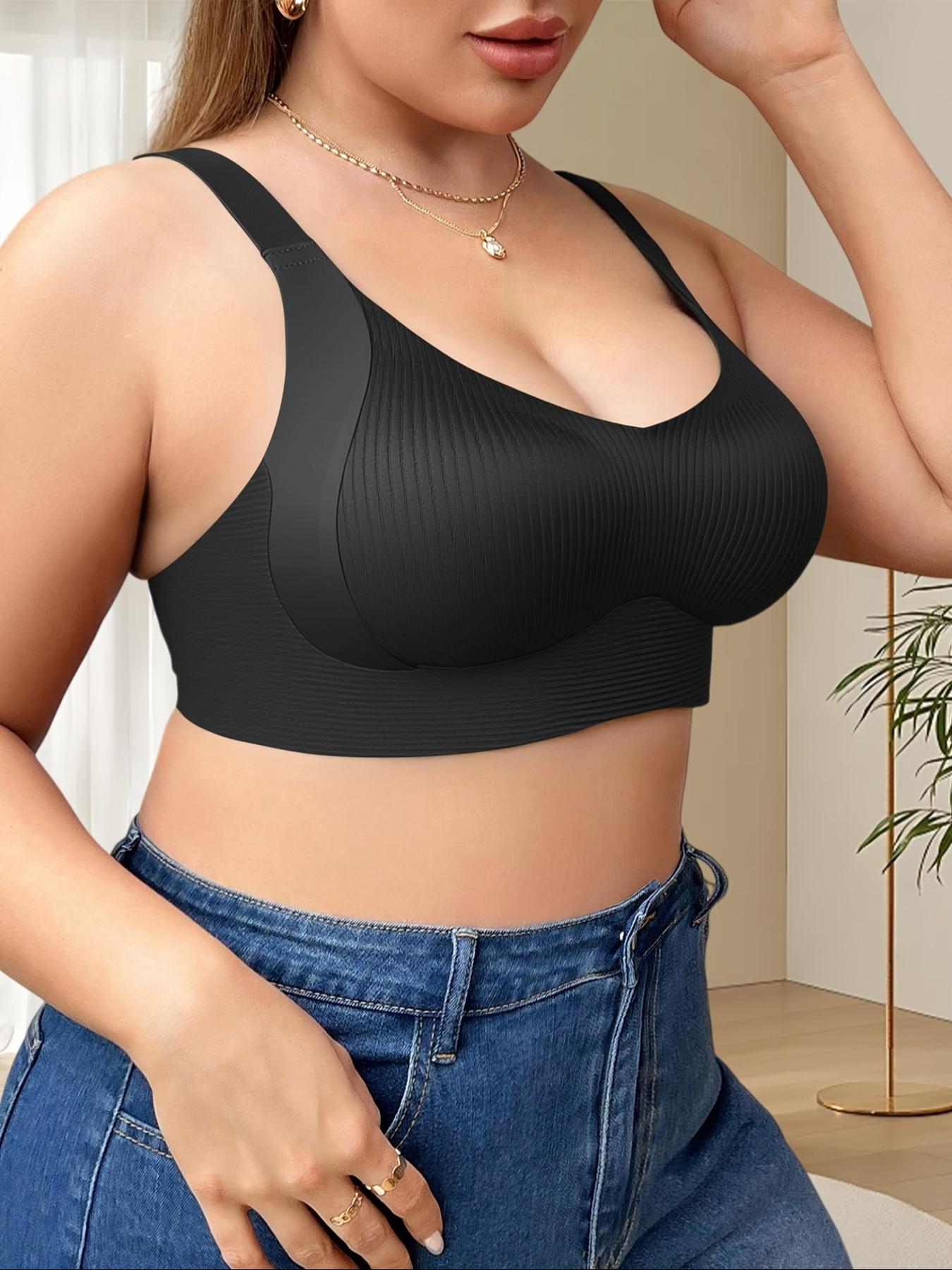 Women's Plus Size Seamless Underwire Bra, Lift & Support, Full Back Coverage, Light Thin Lining, Casual Daily Wear, Fitness Yoga Workout, Workout Ribbed, Yoga Activewear