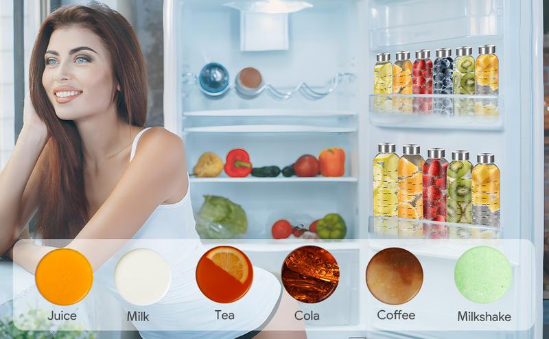 【WINSA】 Reusable Glass Juice Bottles 17oz 25oz 4Pack 6Pack Clear Water Bottle with Stainless Steel Cap 100% Leak Proof BPA Free Drinkware Washable Tumbler for Refrigerator Bottled Valentine's Day Gift