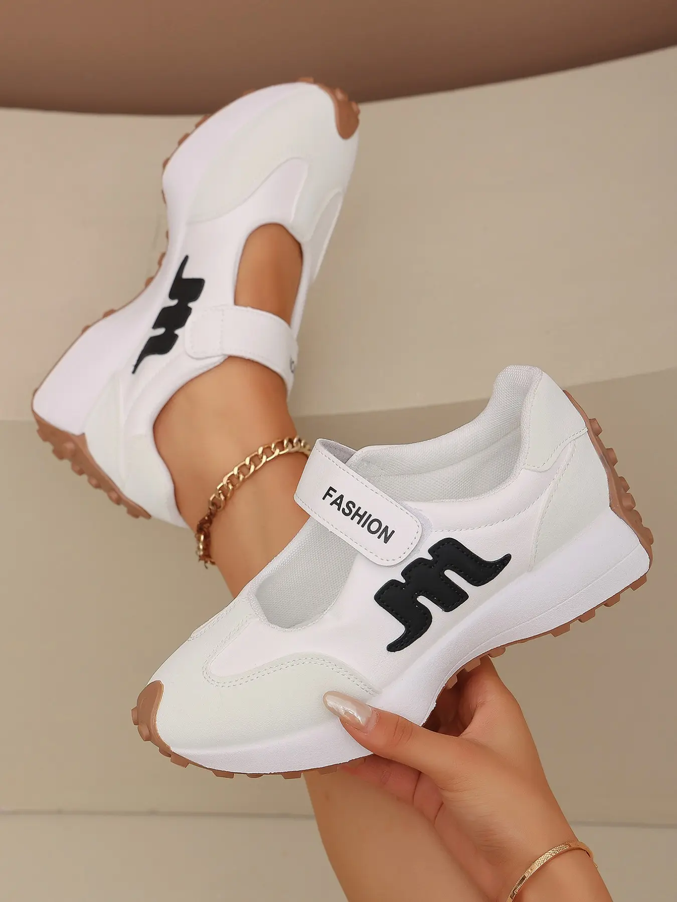 Women's Fashion Sneakers Thick Sole Design, Casual Comfort Walking Shoes, Daily Wear Textile Upper, All Seasons