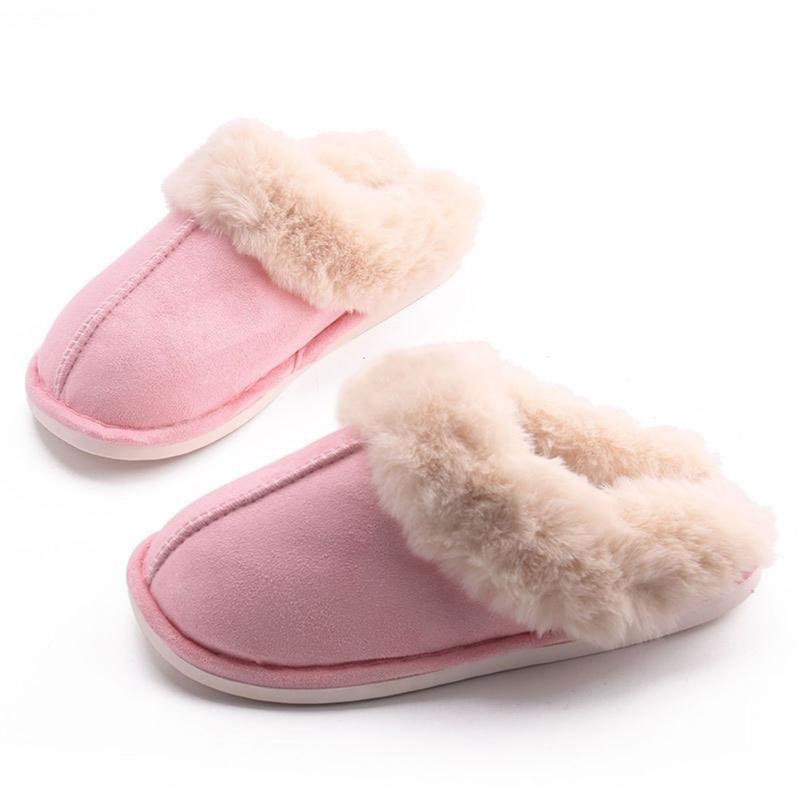 Warm Women's Plush Fleece-Lined Slip-On Moccasin with Fluffy Detail - Non-Slip Winter Home Slippers on Flat Platform Sole. So Cozy! Springfresh