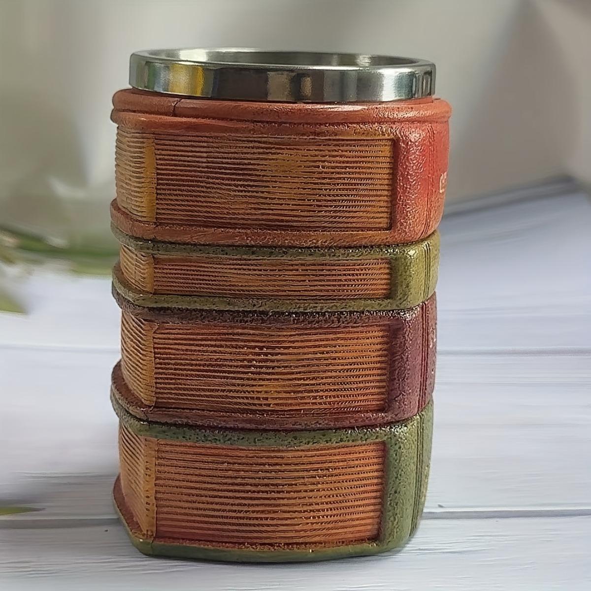 Vintage Book Stack Mug, Open Book Design Coffee Cup, Home Office Decor, Ideal Gift for Readers, High-Quality Ceramic, Easy Clean