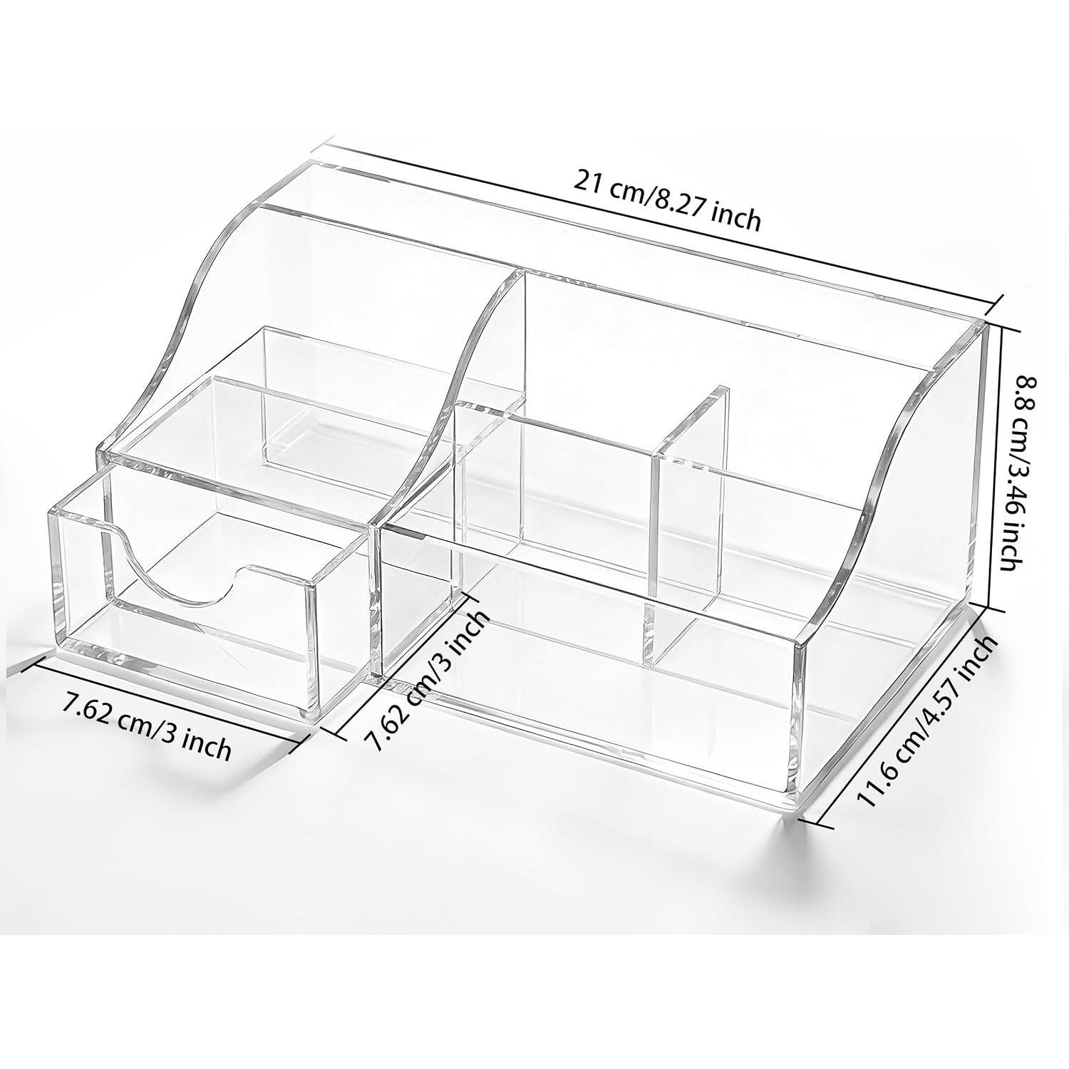 Desk Organizer with Drawer, Pen & Pencil Holder, Multifunctional Desktop  for Office  and Organization (Clear)