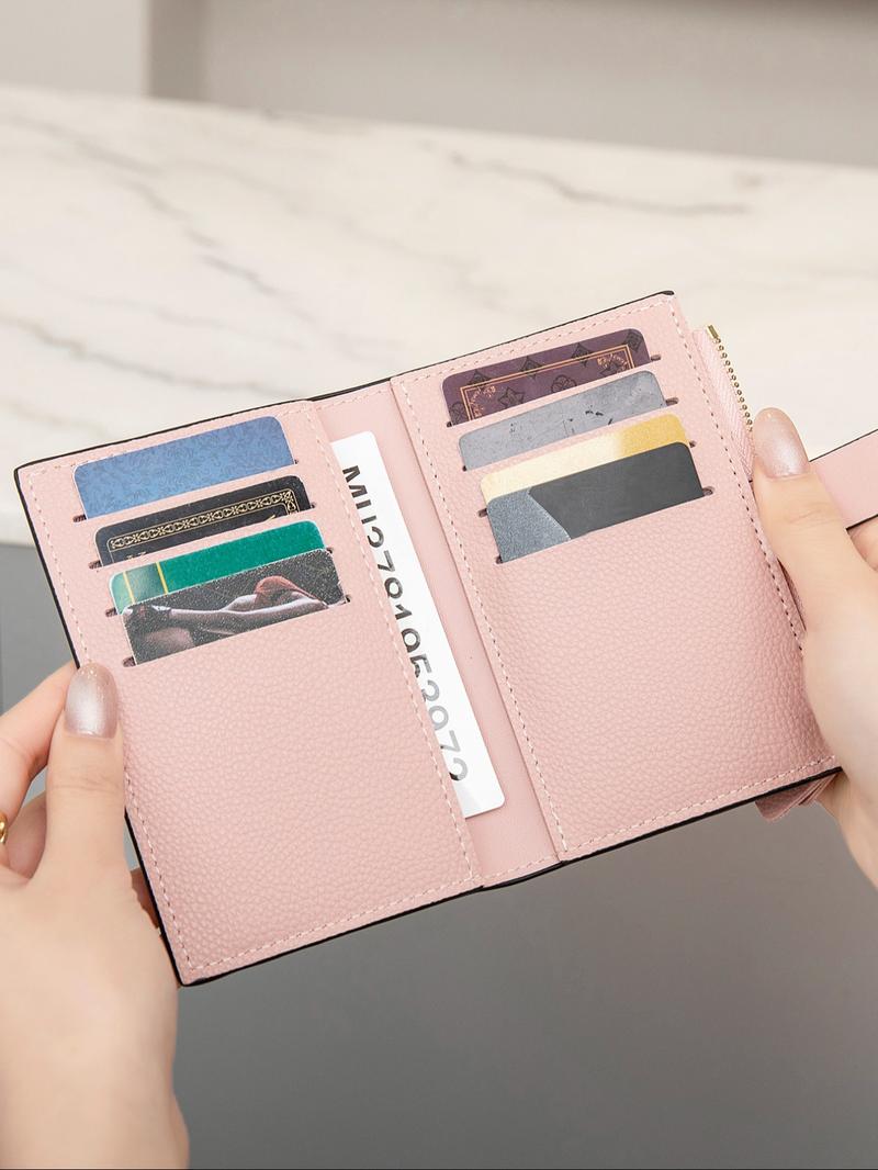 Women's Simple Plain Color Zipper Coin Purse, Casual Versatile Small Pu Card Holder, Simple All-match Purse for Daily Used, Fashionable Card Holder