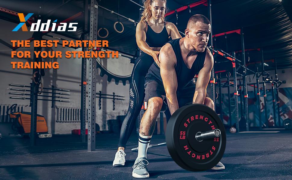 Bearbro Bumper Plates, Olympic Bumper Plates Set, 2-Inch Rubber Weight Plates with Steel Insert for Weight Lifting and Strength Training - Sold in Single, Pairs or Sets(20lb-260lb）)