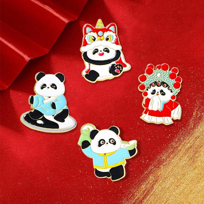 Chinese Style Panda Pin Badge, Cartoon Emblem, Backpack Couple Clothes Accessory, Button Clip Decoration, Memorial Gift