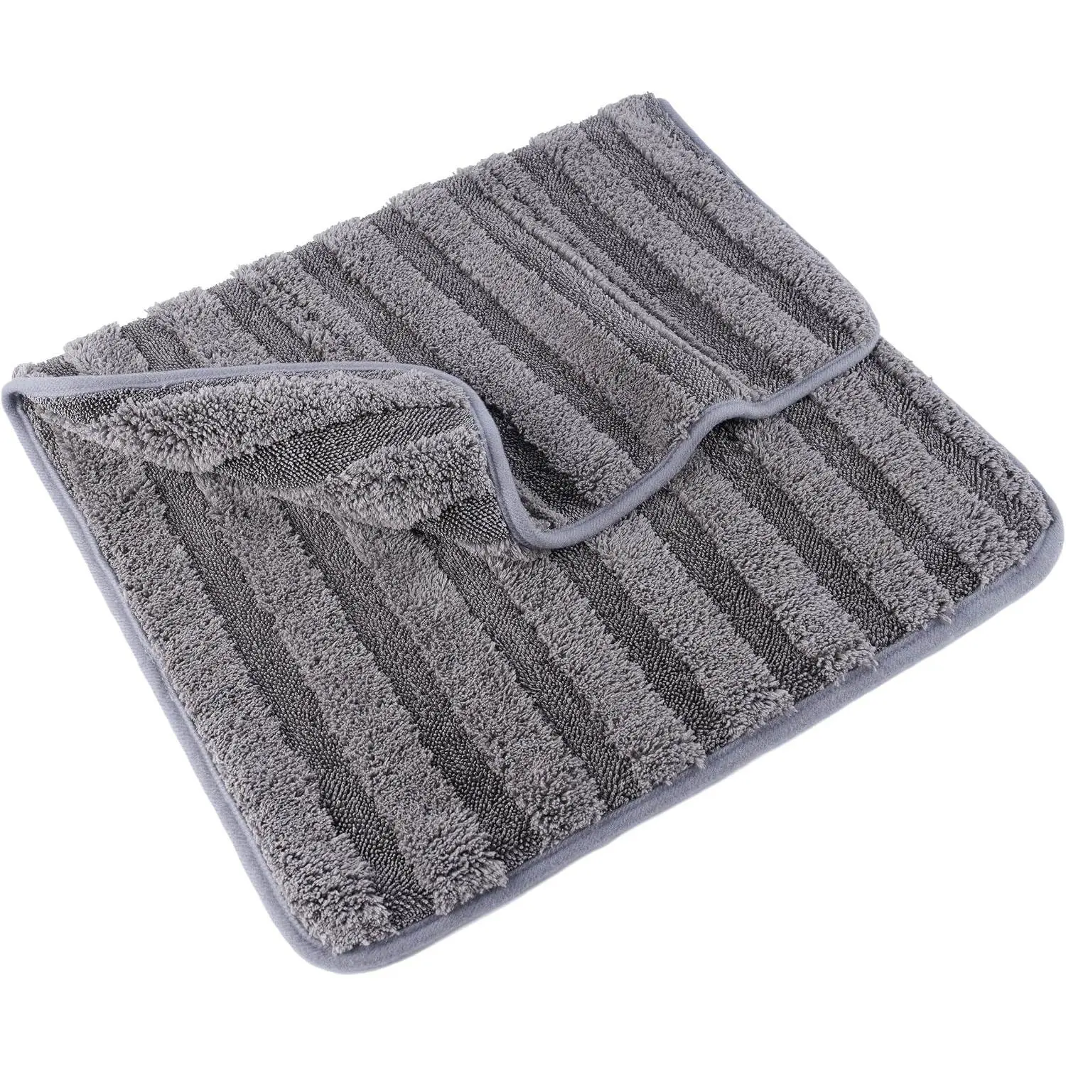 Twist Yarn and Fleece Microfiber Drying Towel (16x24, Gray)