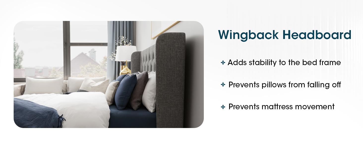 MUTICOR Upholstered Bed Frame with Tufted Wingback Headboard，【Frame Only No Mattress】 Modern Platform Bed with Wooden Slats Support -Non-Slip and Noise-Free，Full/King/Queen Bed Frame #TikTokShopBlackFriday #ChristmasGifts