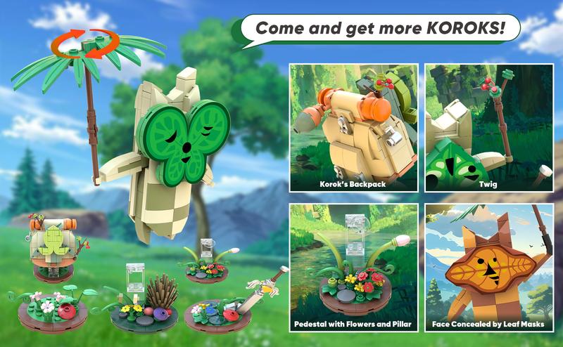【TOKMOC】66004,888 Pieces,Koroks 5 Characters Building Block Set for BOTW, Cute Game Merch Action Figures,Collecting and Gifting Model for fans,Home Decoration,For aged 12 and above,Stress relief toy game fan