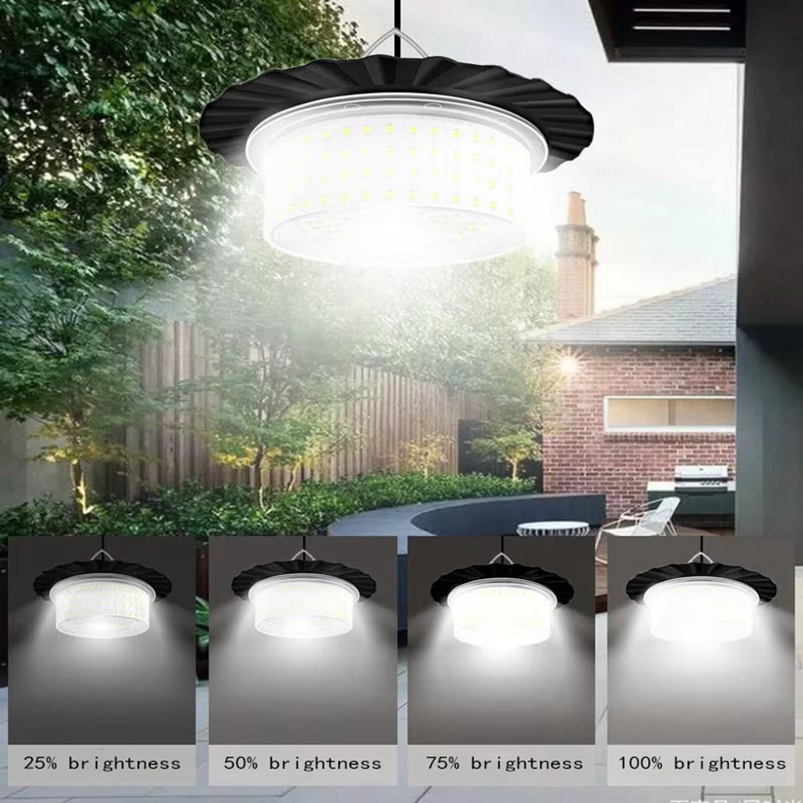 Solar Pendant Light with Motion Sensor, 224 LED Bulbs, 5 Modes Waterproof Floodlight, Remote Control, Outdoor Security Lamp