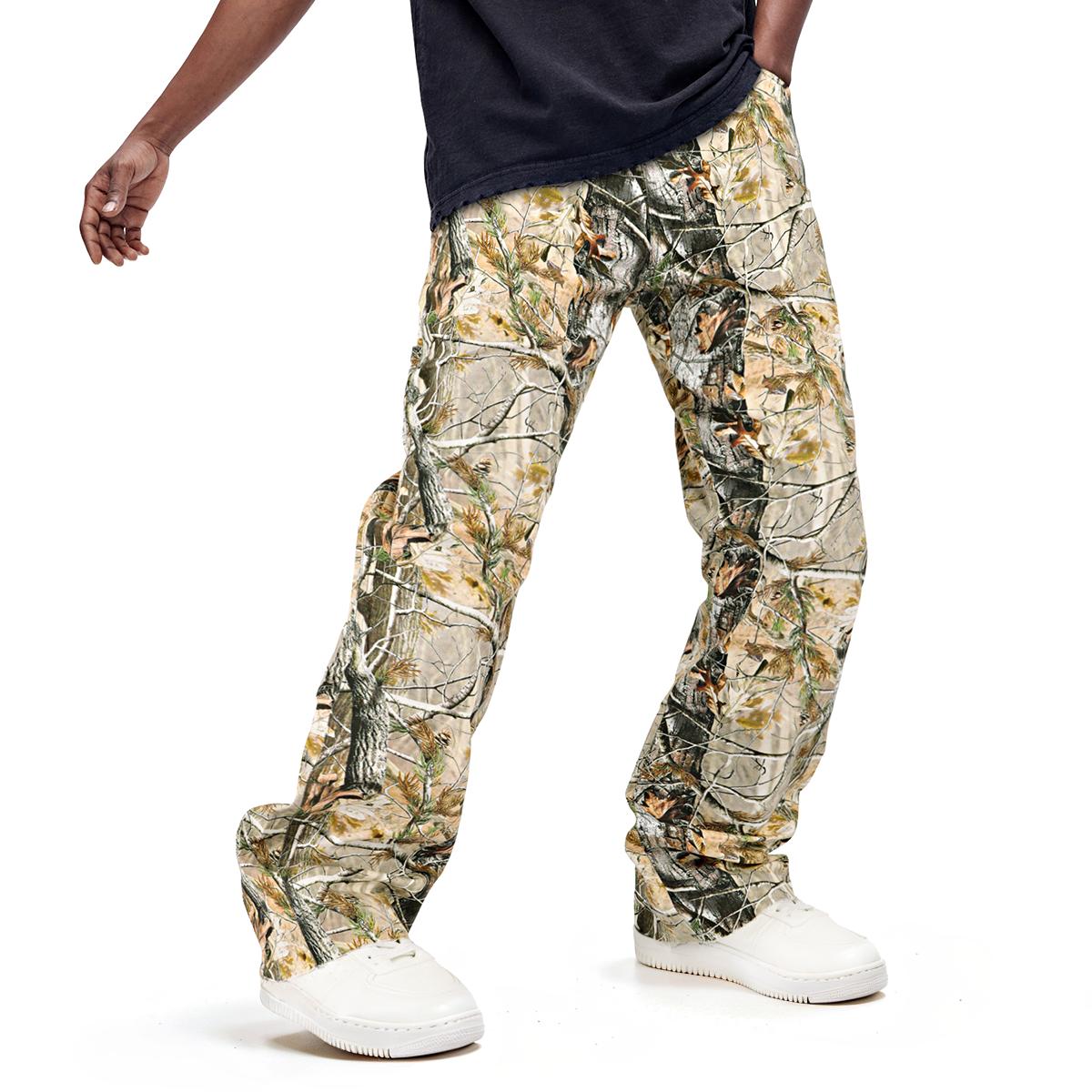 GINGTTO Men’s Camo Stacked Flared Pants Wide Leg Chino Stretch Casual Baggy Trousers Streetwear