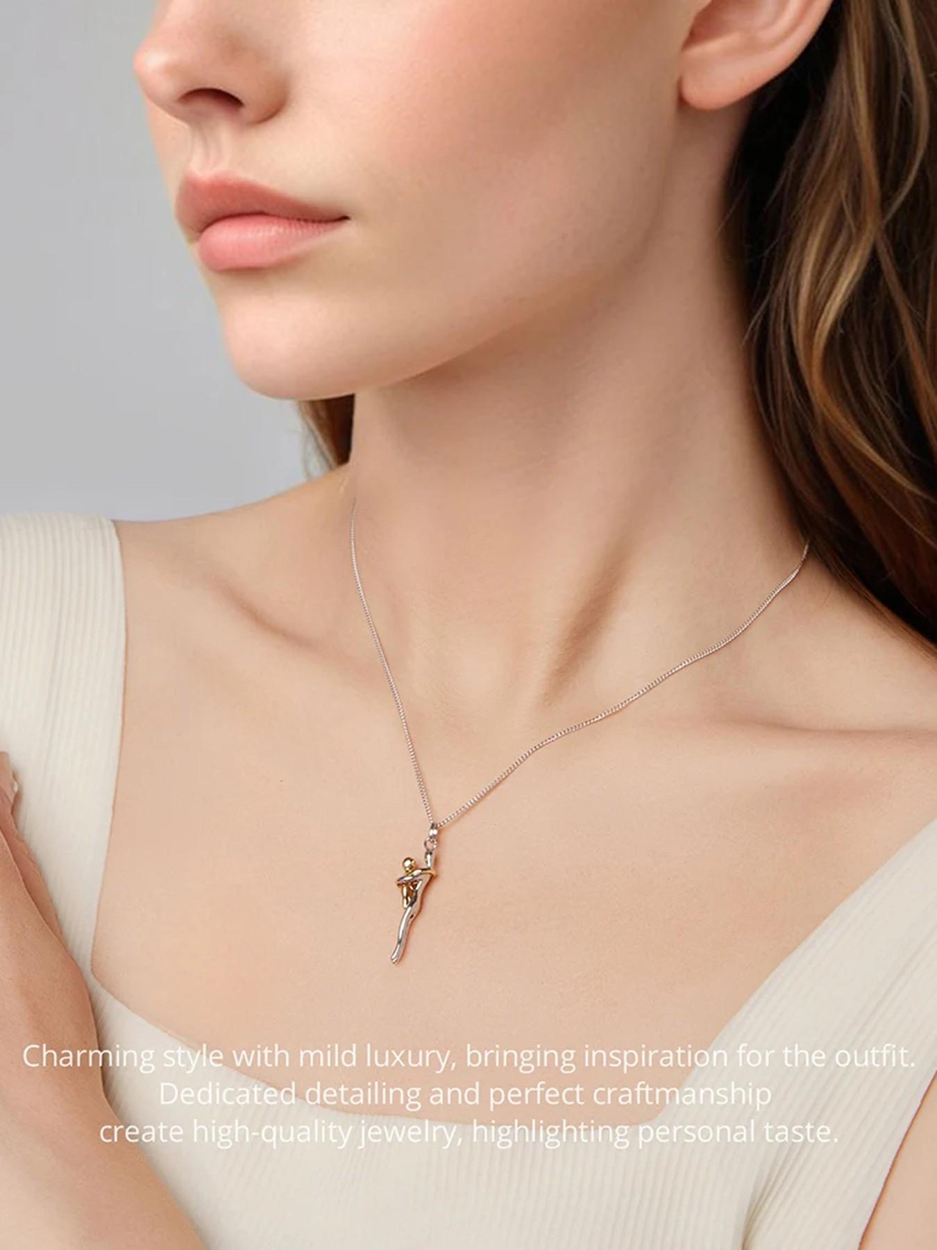 Two-tone hugging necklace, hugging pendant necklace, detachable mother and child pendant, DIY heart-shaped jewelry, a gift for new mothers, a mother's jewelry necklace suitable for special family occasions, a Mother's Day gift for mom.