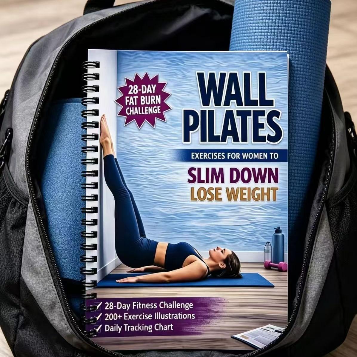 Women's Wall Pilates 28-Day Fat Loss Training Manual, Beginner Home Workout Log, Body Sculpting Fitness Challenge Book