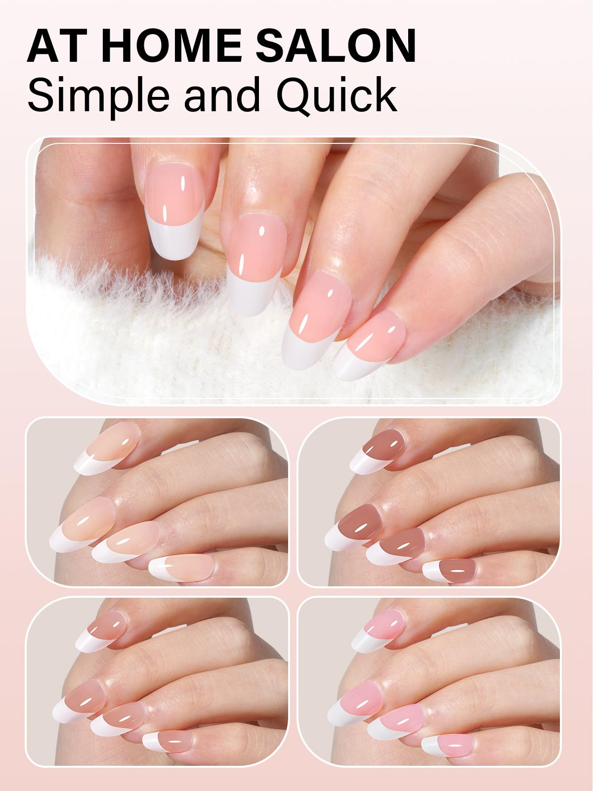 Aillsa Short Oval French Tip Press on Nails - 180pcs Classic Nude/White Full Cover Soft Gel Nail Tips Natural False Nails 15 sizes Easy to Wear Soak Off Acrylic press Nails Extensions Reusable & Comfortable Fit DIY Nail Art at home Beauty Products