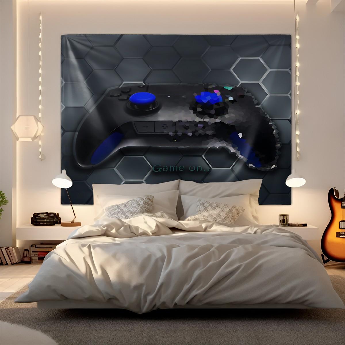 Gamer Game Controller 3D Print Tapestry, Cool Tech Style, Durable HD Printed, for Boys Bedroom, Gaming Room, Dorm, Homestay Wall Decor