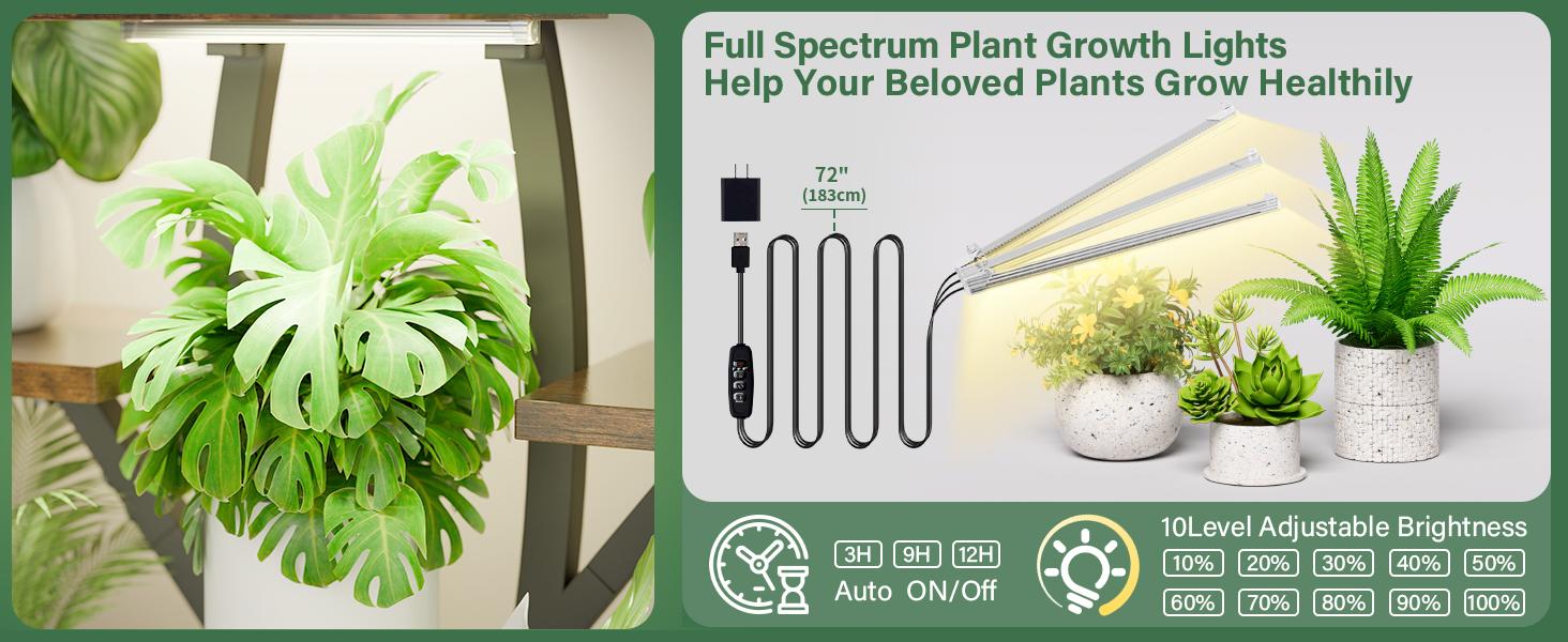 63" Metal 7 Tiered Plant Stand with Grow Lights, Tall Plant Display Rack Organiser for Hanging Plants, Large Plant Flower Holder Shelf for Indoor & Outdoor Nature-Decor 63" Metal 7 Tiered Plant Stand with Grow Lights, Tall Plant Display Rack Organiser for Hanging Plants, Large Plant Flower Holder Shelf for Indoor & Outdoor Nature-Decor