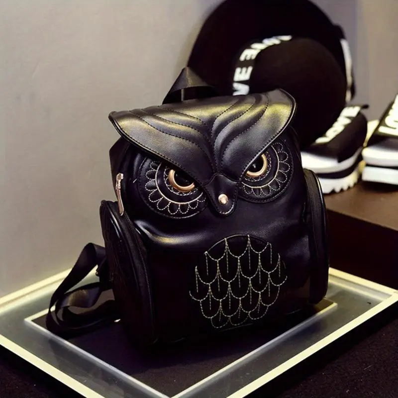 Women's Backpacks Women' & Unisex Owl Print PU Backpack Suitable for, Travel - Owl-Themed Bookbag with Adjustable Straps, Zipper Closure & Owl