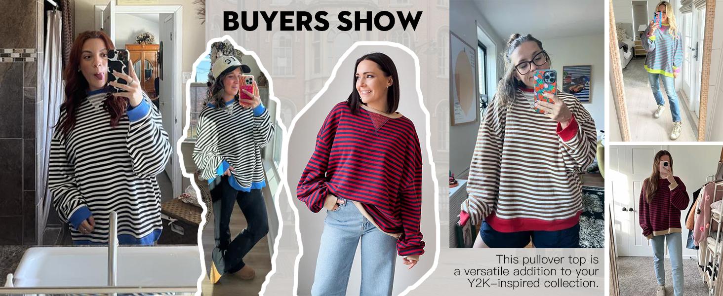 FISOEW Womens Striped Oversized Sweatshirt Color Block Crew Neck Long Sleeve Shirt Casual Loose Pullover Top Y2K Clothes Hoodie denimtearhoodie pink palm zip hoodie graphic zip Leg Baggy Womenswear Cotton FISOEW Womens Striped Oversized Sweatshirt Color Block Crew Neck Long Sleeve Shirt Casual Loose Pullover Top Y2K Clothes Hoodie denimtearhoodie pink palm zip hoodie graphic zip Leg Baggy Womenswear Cotton