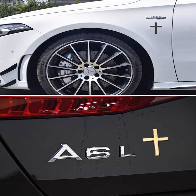 Car Metal Sticker 3D Cross Patch Scratch Cover, Personalized Body Decoration, Car Tail Decal, Unique Vehicle Ornament, Metal Cross Sticker