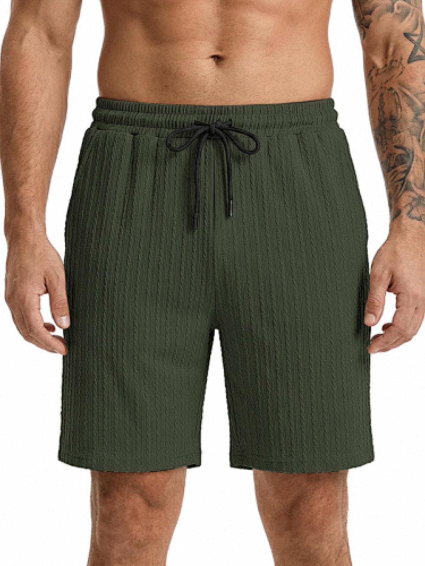 Men's Summer Three-Dimensional Texture Loose Five-Panel Shorts! Elastic drawstring waistband for non-restrictive fit, breathable and quick-drying, ideal for home, vacation, and daily wear