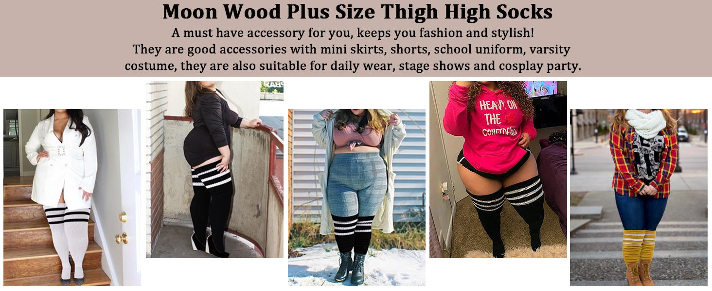 Plus Size Womens Thigh High Socks for Thick Thighs- Extra Long Striped Thick Over the Knee Socks- Leg Warmer Boot Socks thigh high socks plus size thigh socks