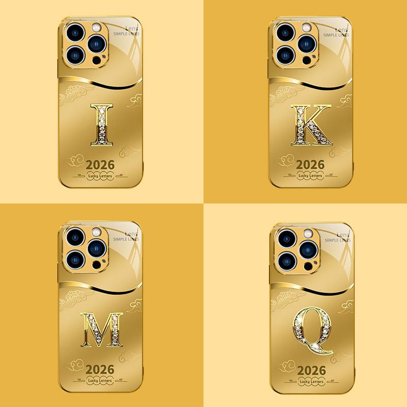 Suitable for [iPhone 14 Pro Max] high-end phone case🤩，choose from 26 letters of the English alphabet, each with an exquisite auspicious cloud pattern to bring you good luck YM99