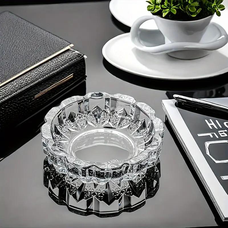 Modern Glass Ashtray with Reticulated Design, Portable & Decorative for Home Office, Indoor Outdoor Use, Perfect Gift for Father's Day