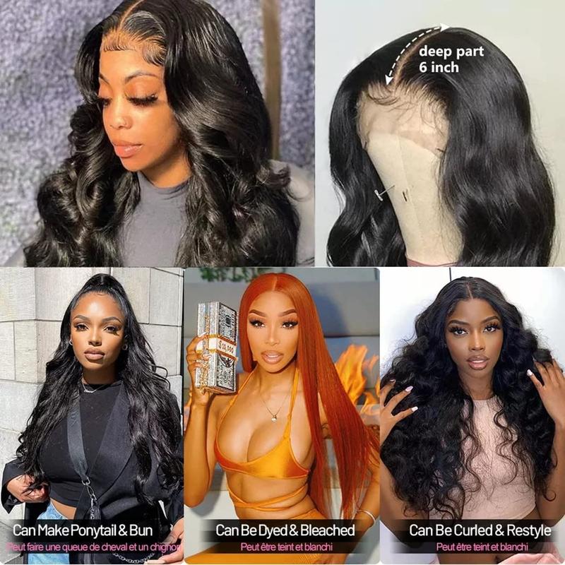 13x6 Body Wave Lace Front Wigs Human Hair Pre Plucked Glueless Wigs 180% Density Body Wave 13x6 HD Transparent Frontal Wigs Lace Front Wigs