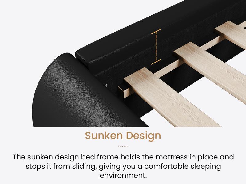 SHA CERLIN Deluxe PU Leather Upholstered Modern Platform Bed Frame 【No Mattress】Modern Low Profile Sleigh Design,Heavy Duty Solid Wooden Slats Support,No Box Spring Needed#ChristmasGifts#TikTokShopBlackFriday