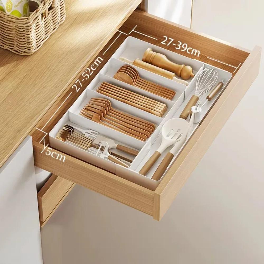 Expandable Drawer Organizer Multi-Functional Adjustable Storage Rack Kitchen Utensil Tray Spoon Fork Knife Holder