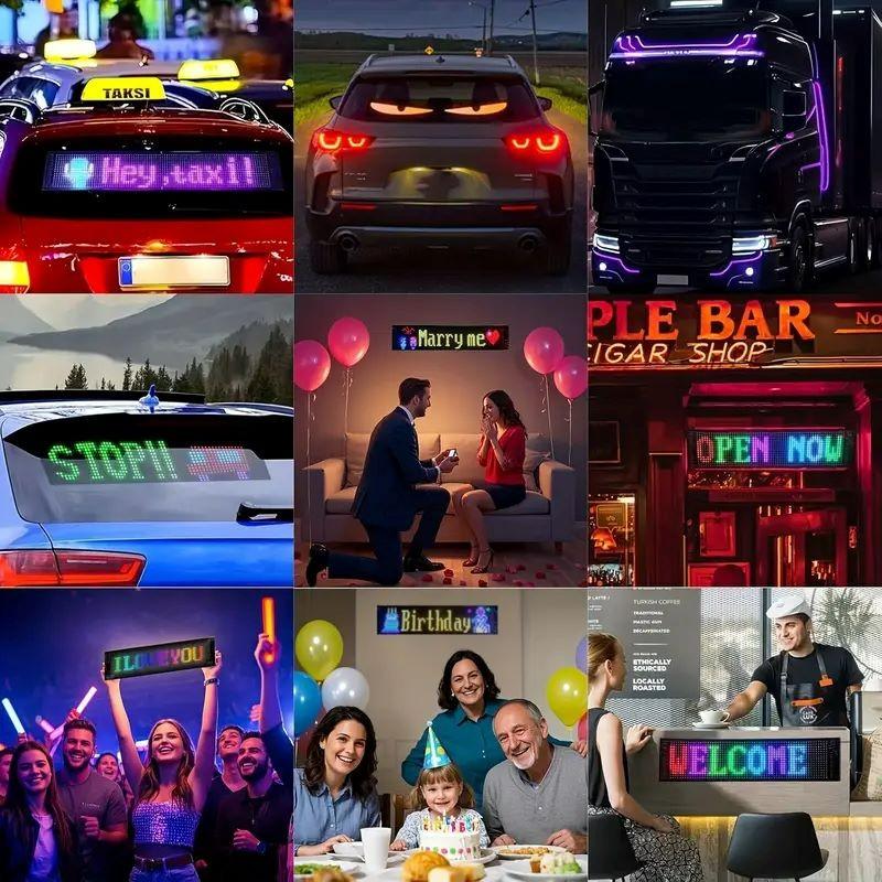 LED Car Dynamic Devil Eye Light, Programmable Flexible Ultra-Thin Window Screen, Animated Car Eye Matrix LED Display for Windshield, Led Lights