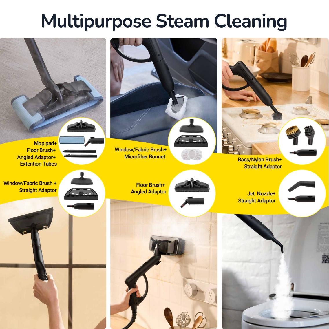 Steambot Steam Cleaner with High Pressure Steam, 2L Large Water Tank Capacity, 28 Accessories with storage case design, Heavy Duty Chemical-Free Deep Cleaning for House, Kitchen, Bathroom, Car, Multi-Purpose Cleaning, Steamer for Cleaning,Floor Steamer Steambot Steam Cleaner with High Pressure Steam, 2L Large Water Tank Capacity, 28 Accessories with storage case design, Heavy Duty Chemical-Free Deep Cleaning for House, Kitchen, Bathroom, Car, Multi-Purpose Cleaning, Steamer for Cleaning,Floor Steamer