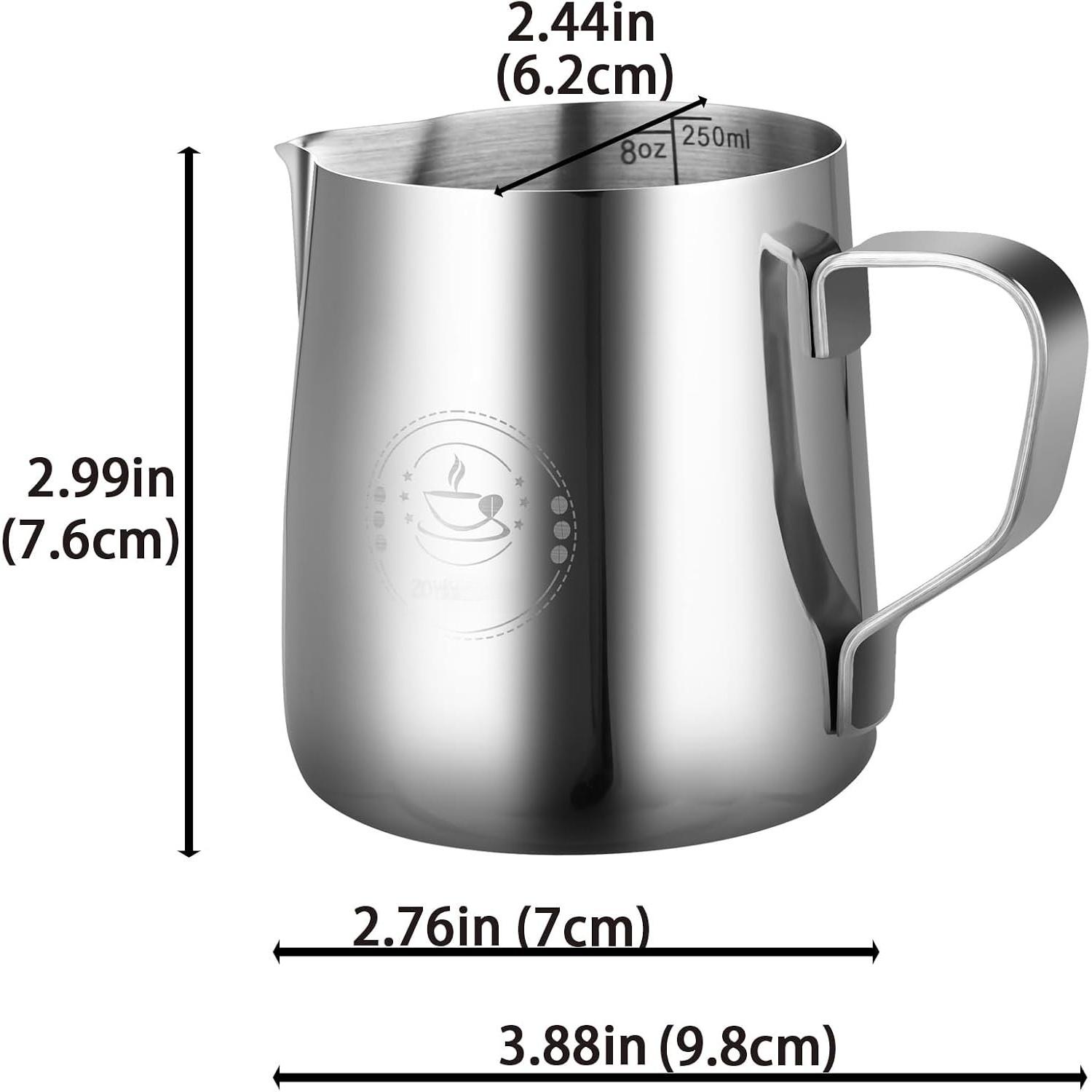 8Oz Mini Milk Frothing Pitcher – 250ml Single Serving Stainless Steel Espresso Steaming Pitchers, Precision Pouring for  Latte Art, Frother cup, Coffee Cappuccino Jug