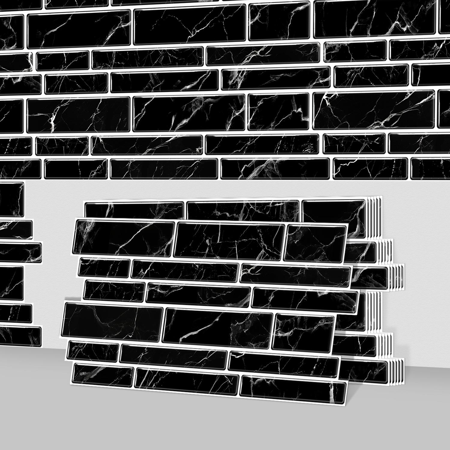 24pcs Marble Self-Adhesive Wall Tile Stickers, Decorative Wall Sticker, Bathroom & Kitchen Decor, Easy Peel-And-Stick Design, Universal Fit for Any Space