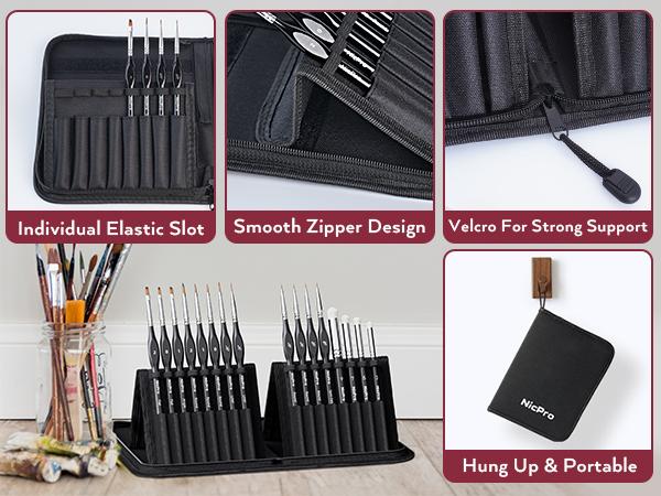 Nicpro Professional Miniature Painting Kit, Stay Wet Palette & 16PACK Detail Paint Brushes Drybrush with Nylon Bag, 100PACK Pallet Paper, 4 PACK Sponge, Mixing Paint Saver Palette for Miniature Model