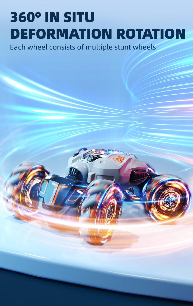 2.4GHz Gesture Sensing RC Stunt Car, Dual Remote Control, Spray Function, 360° Rotating Drift RC Cars with Lights & Music, Perfect Gift for Birthdays & Christmas