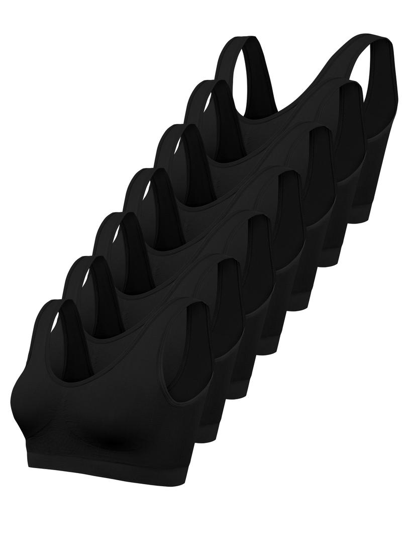 Women's 7pcs Solid Seamless Lingerie Top, Comfortable Breathable Wireless Bra For Daily Wear, Women's Lingerie For All Seasons