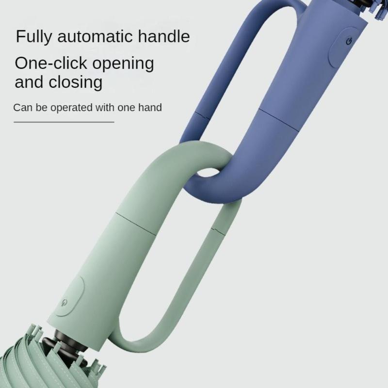 Creative Ring Handle 10k Dual Bone Rain Umbrella Set, Windproof Waterproof, Portable Design, Automatic Opening, Four-Piece Combination, Folding Umbrella, Rainproof Umbrella