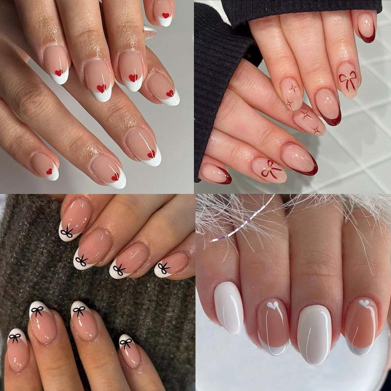 96pcs Short Oval Heart Bow False Nails Set, Removable Press-On Acrylic Nails, Y2K Style, Perfect for Women, Valentine's Day, Fall Winter 96pcs Short Oval Heart Bow False Nails Set, Removable Press-On Acrylic Nails, Y2K Style, Perfect for Women, Valentine's Day, Fall Winter